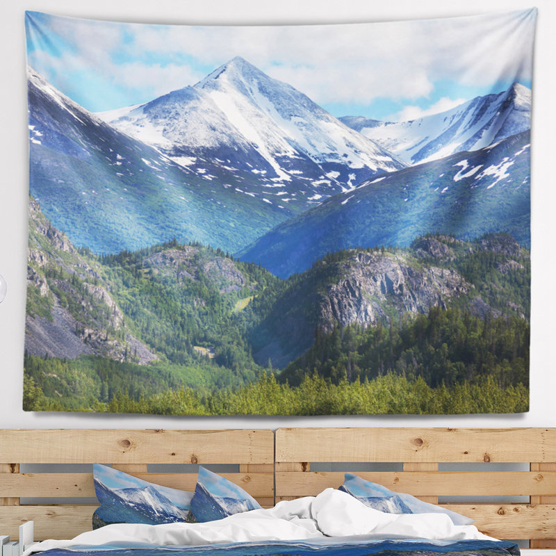 Tapisserie paysagez des montagnes sur l’alaska, H 68 po x l 80 po