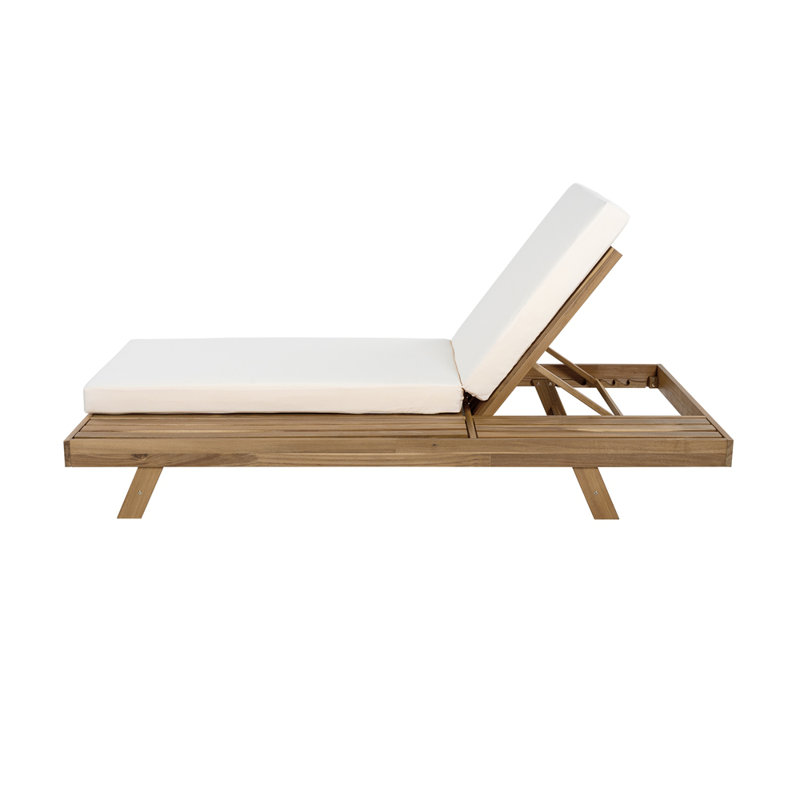 Lounge Chaise Set, Space Available On One Side, Light Teak, Cream