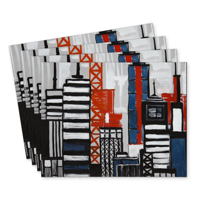 Geometric Towers Polyester Eiver Set of 4 | Home Decor