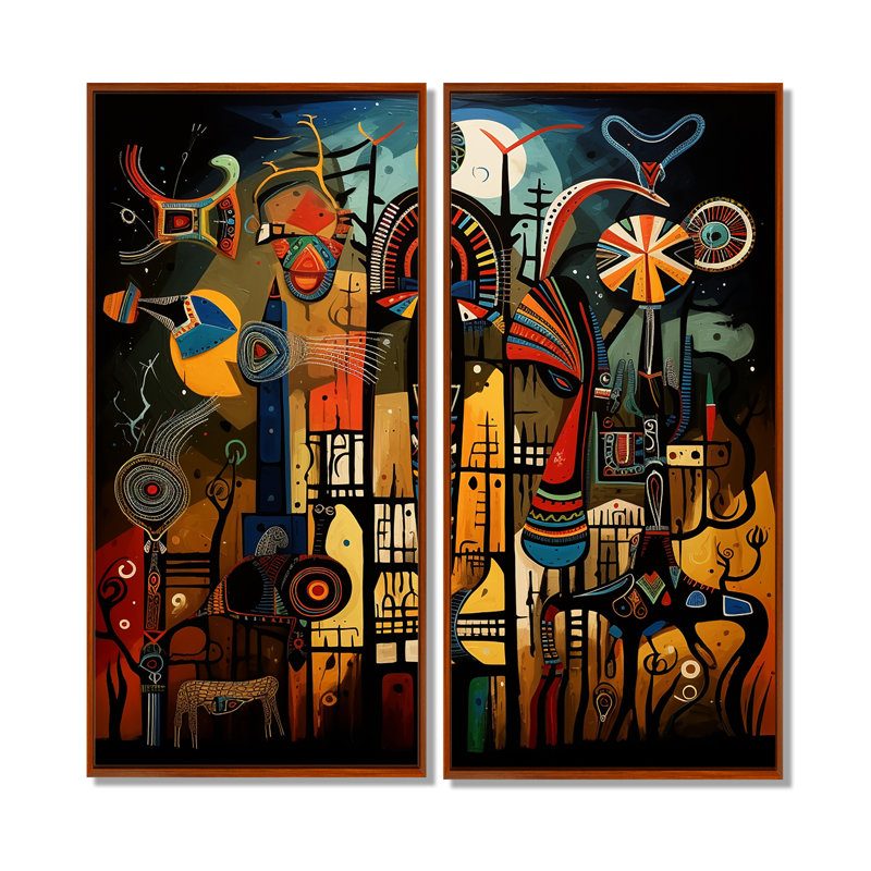 Abstract Sub-Saharan Landscape - Red Canvas Prints, 40" H x 40" W, Brown, Floater Framed Print