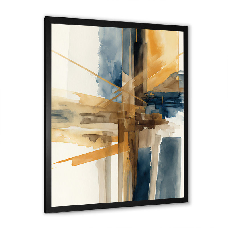«Modern Watercolor Abstract I», reproductions de spirales abstraites, Cadre photo noir, H 20 po x l 12 po x P 1 po