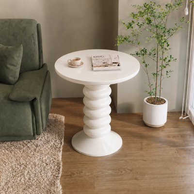 58 cm Cream White Round Side Table