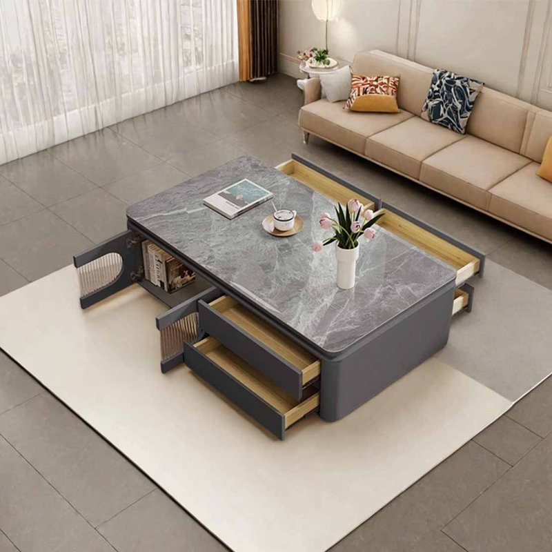 Table basse rectangulaire, Gris foncé, H 21,7 po x L 47,2 po x l 25,6 po, Gris