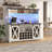 63"W Farmhouse Coffee Bar Cabinet With Wine Rack And Storage, Wine Bar Cabinet With Power Outlet & LED Light, Adjustable Shelf For Tea Liquor Wine, Kitchen Buffet Cabinet W/Sliding Barn Door & 15 Wine And Glass Racks For Kitchen Dining Room-550973745
