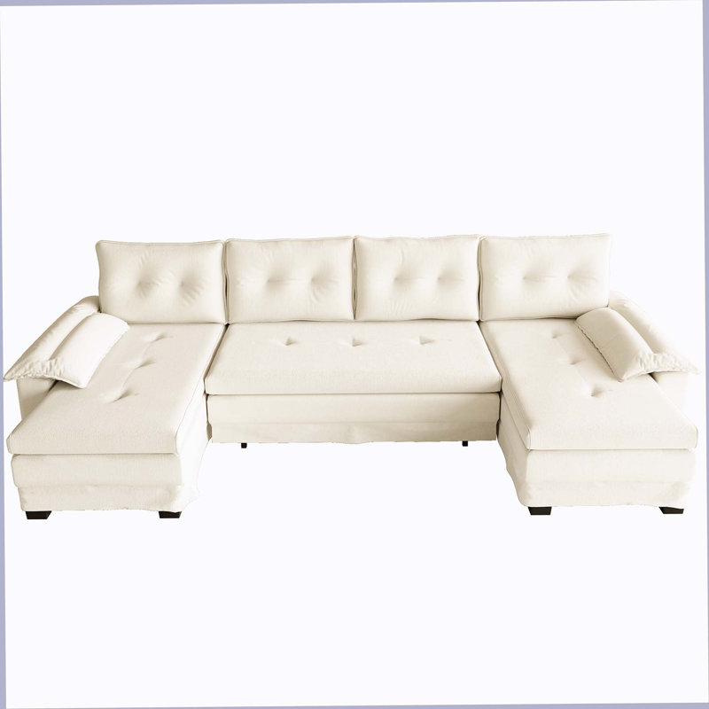 Canapé-lit 109,5 po en forme de U avec lit escamotable, canapé-lit convertible 2 en 1 avec accoudoirs amovibles et ports USB, canapé modulaire surdimensionné avec méridienne pour le salon / appartement