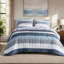 Ensemble de couette rayée avec draps - Bleu/Gris - Grand lit-134728556