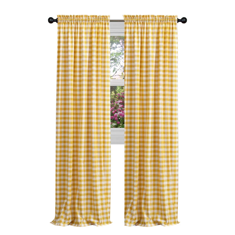 Paire de rideaux semi-transparents avec passe-tringle Ramillies, Yellow, 42" W x 95" L