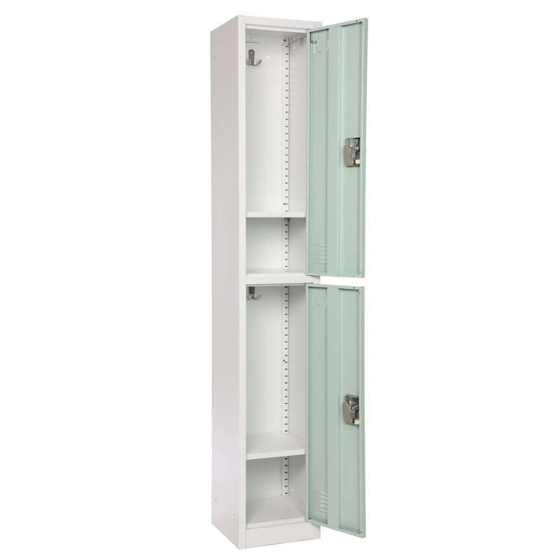 Misty Green Steel 2-Tier Office Locker with Adjustable Shelving