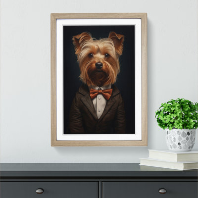 XYZ-FRM-V1223-1722 Yorkshire Terrier In A Suit Painting No.4 - Single Picture Frame Print on Wood