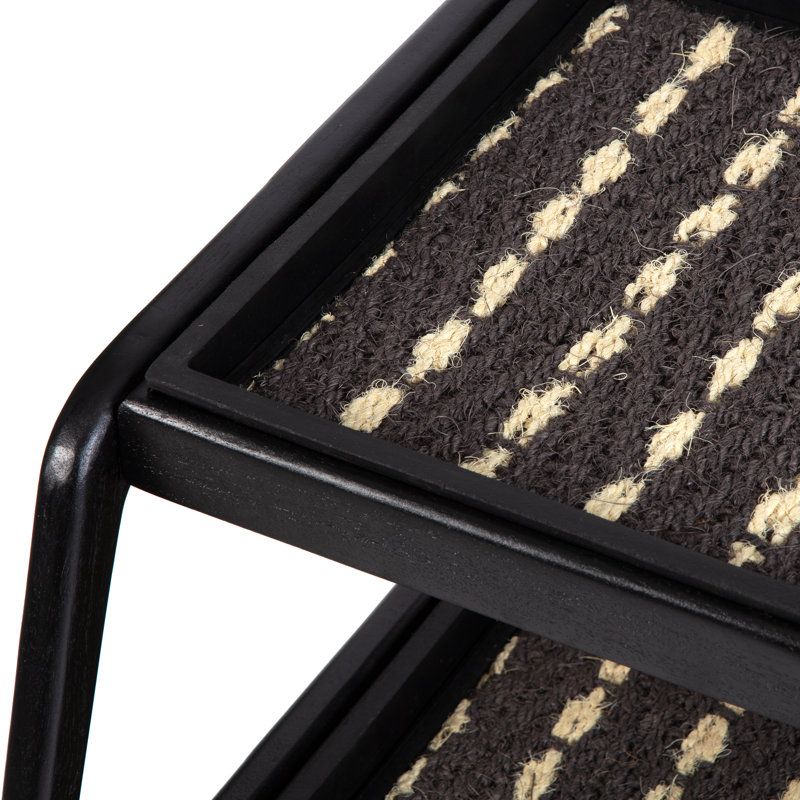 Support à bottes en bois massif de qualité supérieure avec tapis en fibre de coco naturelle - Rangement pour chaussures, Noir