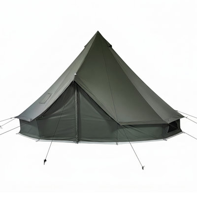 Canvas Bell Tent, 4 Seasons 13.12 ft Yurt Tent for Camping with Stove Jack, Canvas Breathable Holds up to 4 People with Zipped Detachable Floor, for Family Camping Glamping Outdoor Hunting Party