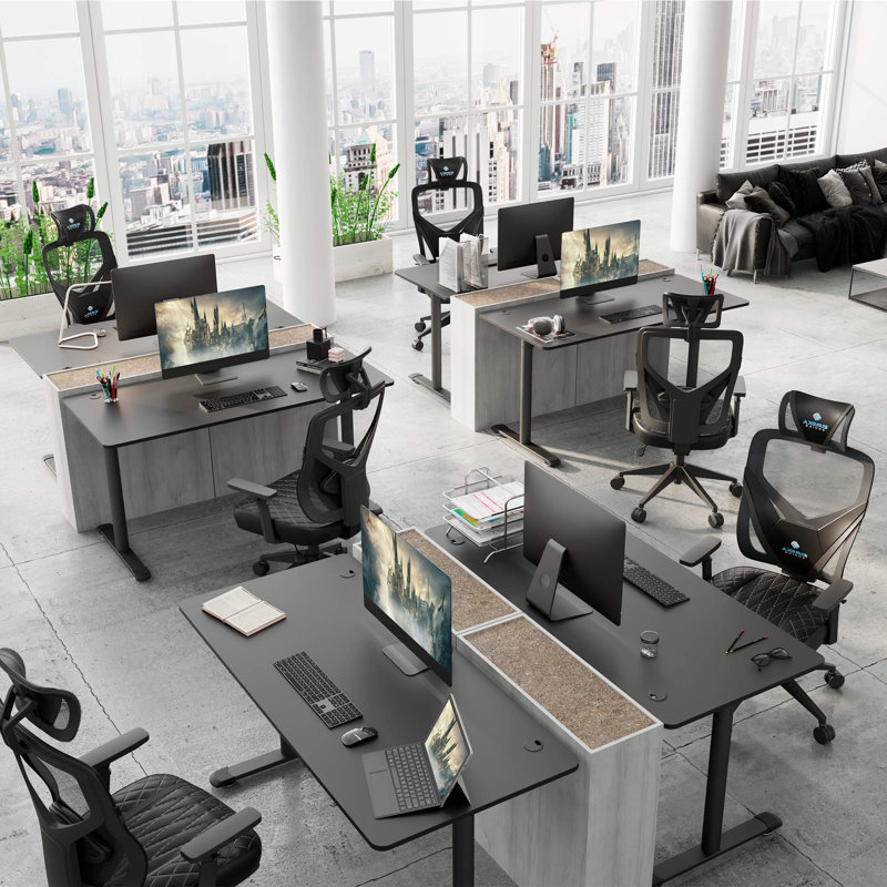 Metal Base Computer Desk, Black