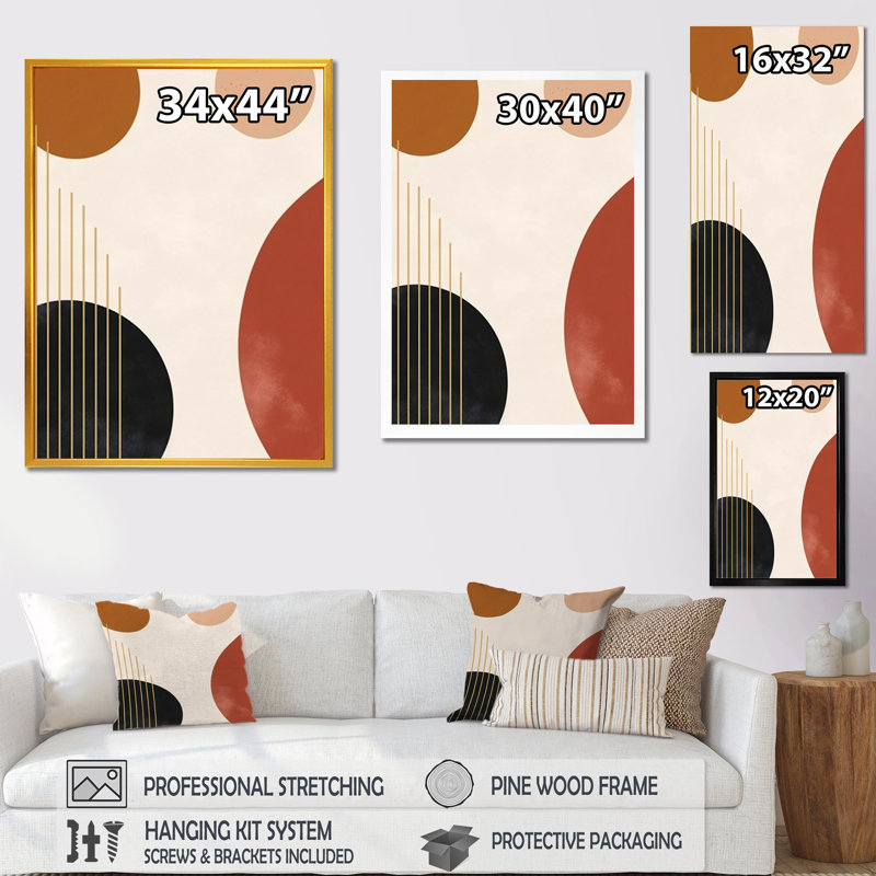 Beige Minimal Boho Pattern 2 - Minimalism Wall Art, Gold Floater Framed, 32" H x 24" W x 1" D