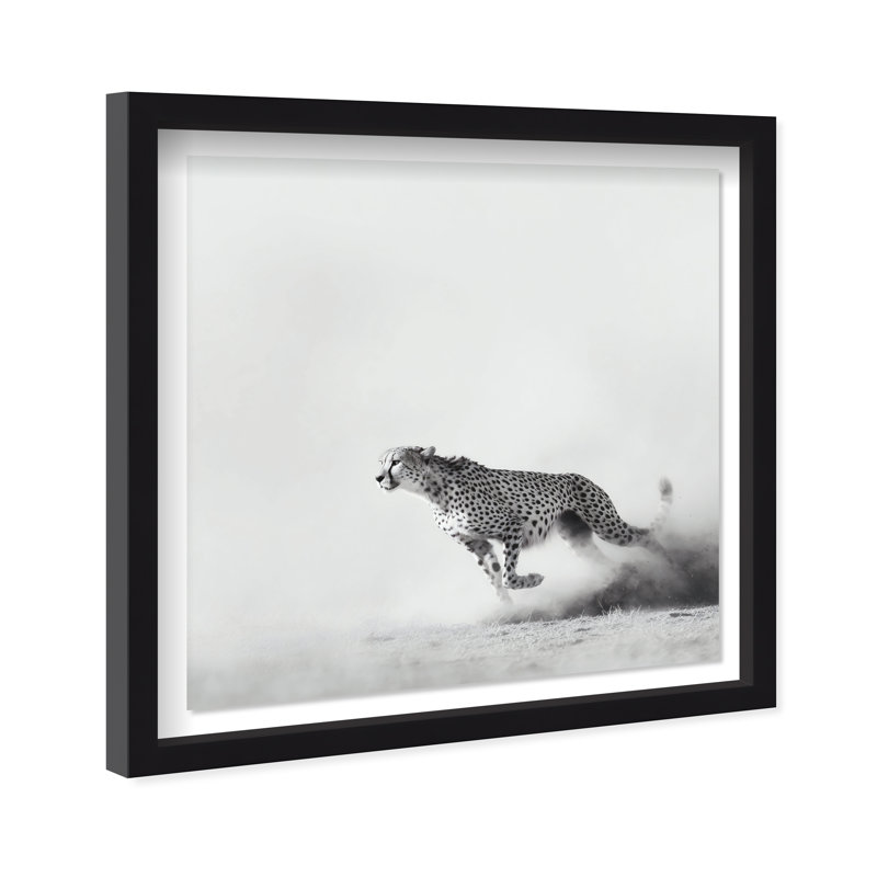 Cheetah Run Print by Oliver Gal, 13.5" H x 13.5" W, Black Shadowbox