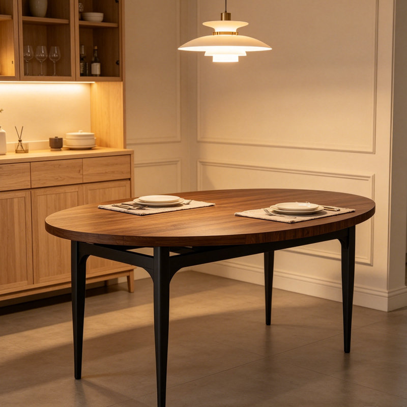 Extendable Table,Dining Table(1 Table), Brown Wood