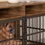 Meuble en bois de 41 po de large avec cage en métal pour grands / moyens / petits chiens