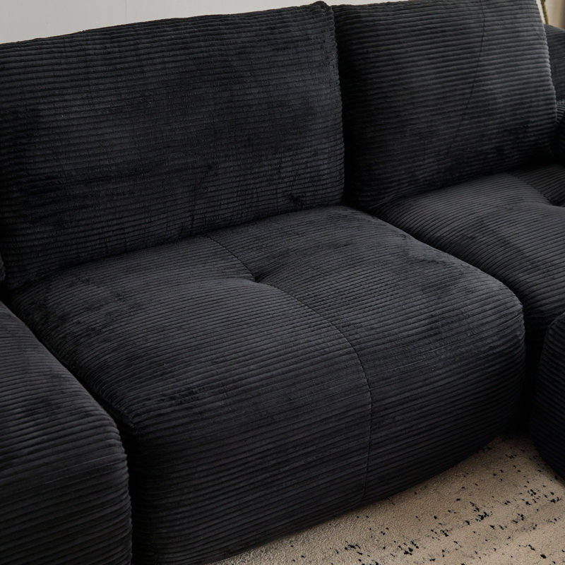 Canapé modulaire modulaire pour causeuse 2 places, Noir