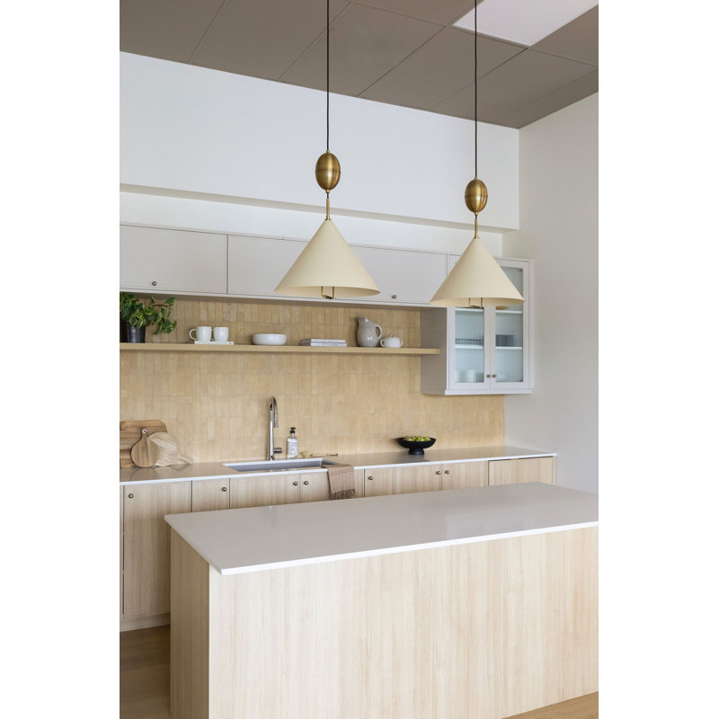 Fontana 1 Light Pendant, Patina Brass/Slate Blue