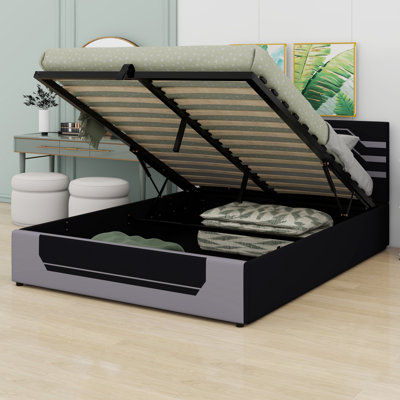 Cyberpunk Esports Gaming Bed Frame with Hydraulic Storage, Sturdy Platform Bed for Teen & Youth Gamers