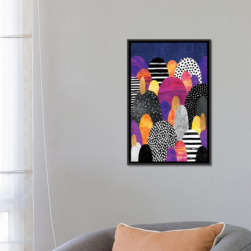 « good night », impression sur toile tendue, H 26 po x l 18 po x P 1,5 po, Toile avec cadre noir, Pas de tapis