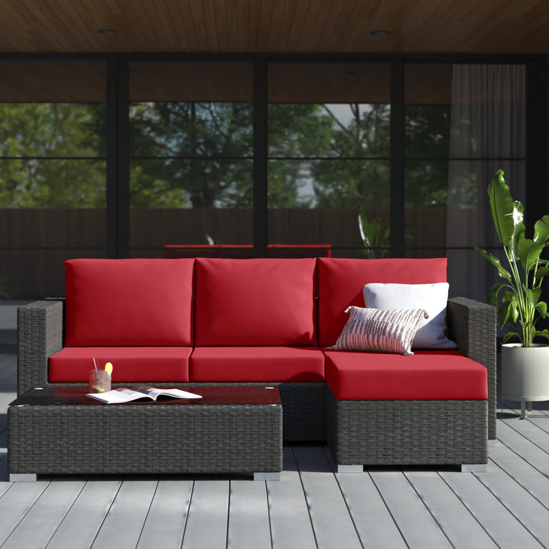 Ensemble modulaire d'extérieur Sunway 3 pièces Modway, Rouge