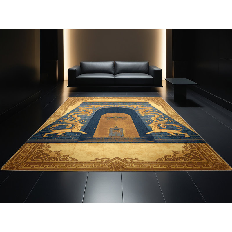 Tapis décoratif brun / beige Zack Ornate Glam lavable à la machine, 8 x 10