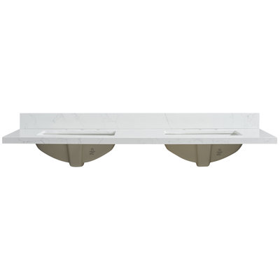 Comptoir de meuble-lavabo double 61 po avec lavabo et 3 trous de robinet Jaen