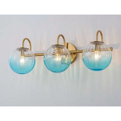 Modern 3-Light Bathroom Vanity Light With Ribbed Glass Shades
