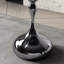 Table d'appoint en verre trempé gris de 10 mm avec base en finition marbre et mât nano-enduit - table d'appoint lestée pour le salon, la chambre à coucher et le balcon-1809027464