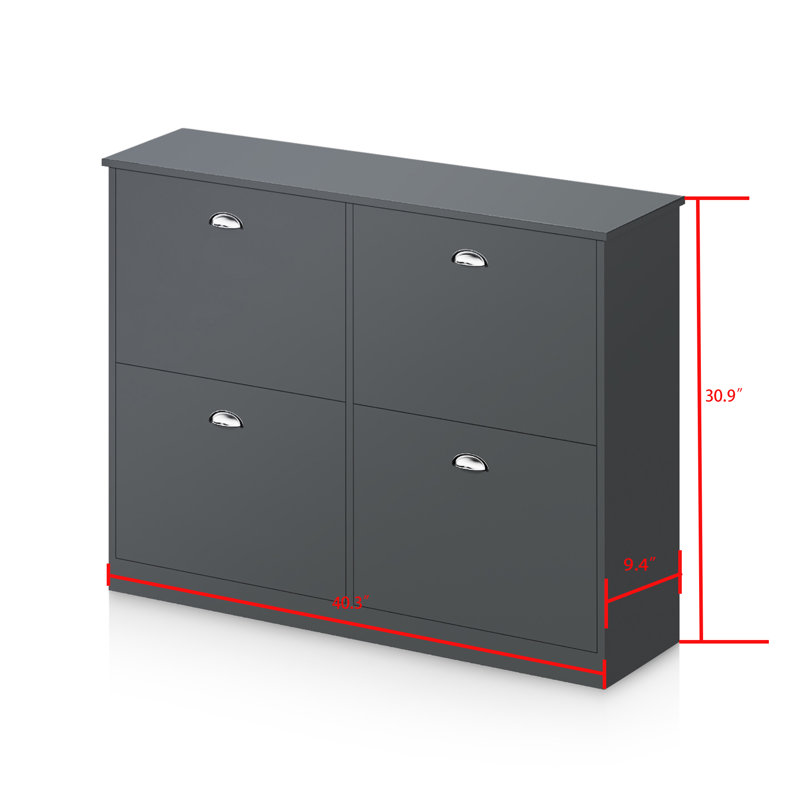 Étagère à chaussures étroite et moderne avec 4 tiroirs pour vestibule, vestibule et couloir de style moderne, Gris