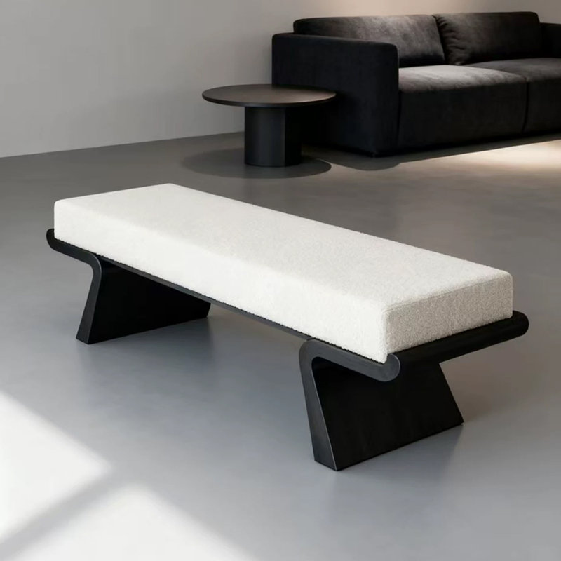 Banc rembourré blanc, H 17,72 po x l 59,06 po x P 15,75 po