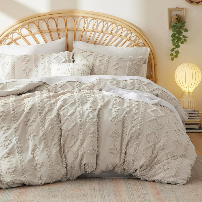Literie Housse de couette Boho pour grand lit, literie Boho élégante et douce pour la décoration, housse d'édredon lavable à la machine pour toutes les saisons
