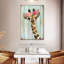 Couronne florale de girafe grunge sur toile-702619777