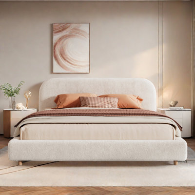 Karsten Bed With Curve-shaped Headboard And Boucle Fabric