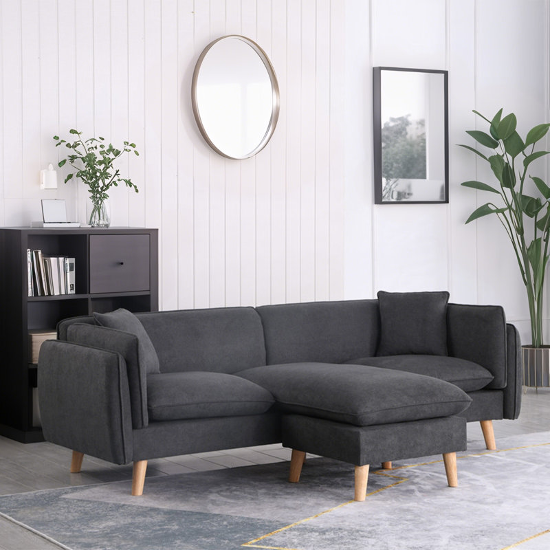 Canapé modulaire 86,5 po en tissu gris foncé