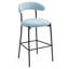 Tabouret de bar 26 po à hauteur de comptoir avec housse en tissu pour îlot de cuisine avec base thermolaquée noire et repose-pieds (Bleu)
