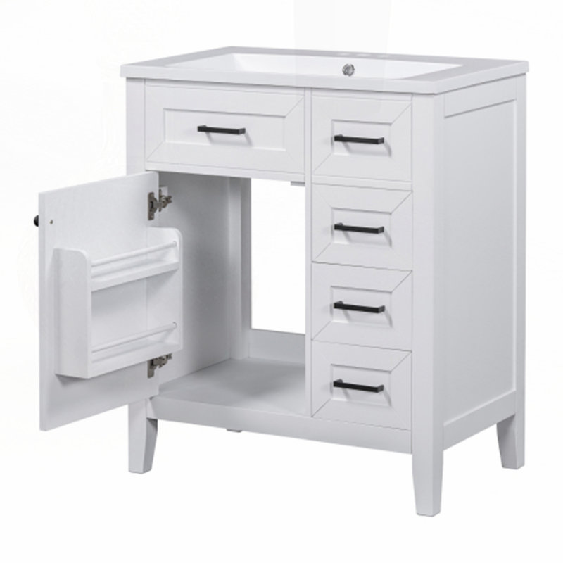 Meuble-lavabo 30 po avec lavabo, Blanc/Noir