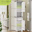 Armoire de rangement de salle de bain autoportante 68 po avec tablettes réglables et tiroir, 68 po