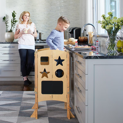 Tabouret de tour pour enfant pliable avec pieds anti-basculement et filets de sécurité GUIDECRAFT Classic