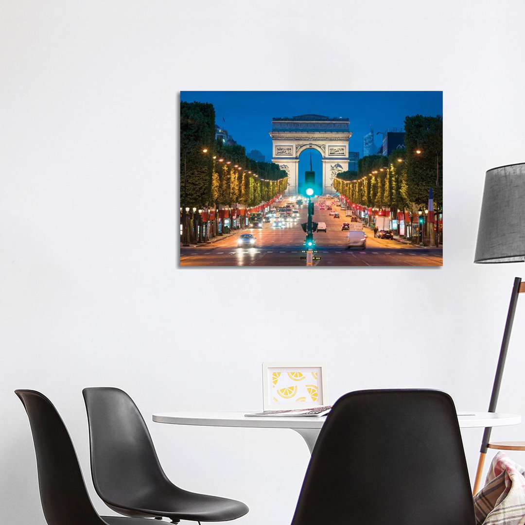 Arc De Triomphe And Avenue Des Champs-Élysées A by Jan Becke - Wrapped Canvas Gallery-Wrapped Canvas Giclée