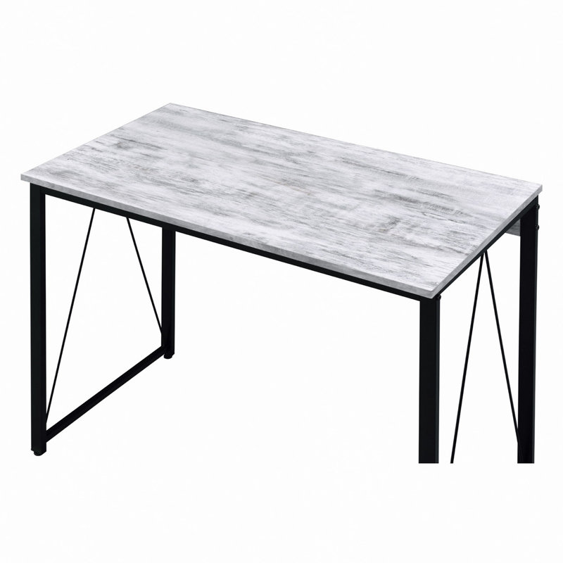 Bureau d'écriture rectangulaire avec base en métal, H 28 po x l 35 po x P 18 po, Blanc antique
