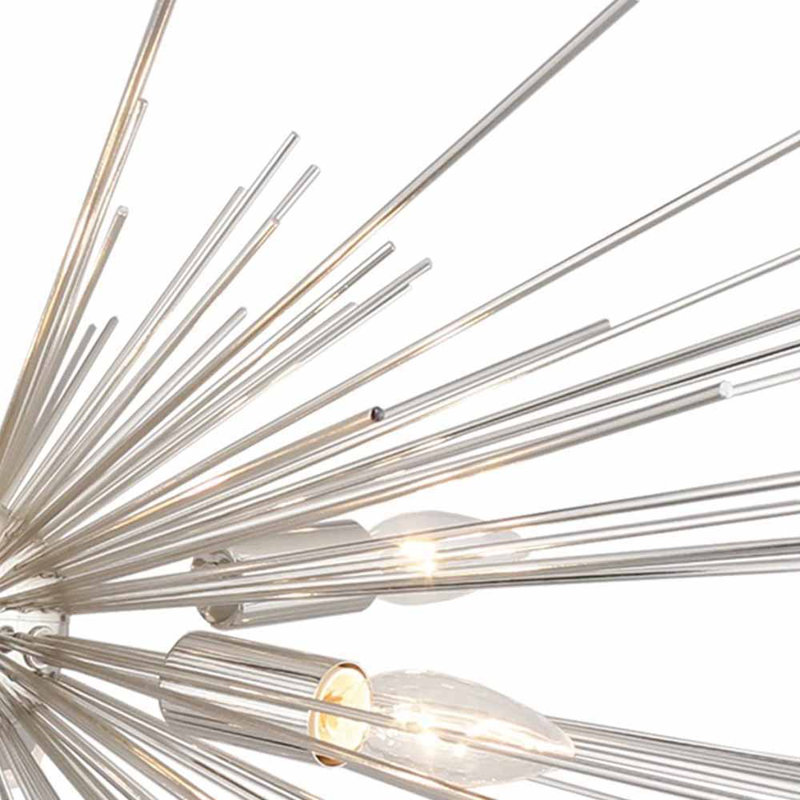 6 - Light Dimmable Sputnik Sphere Chandelier, Nickel, No