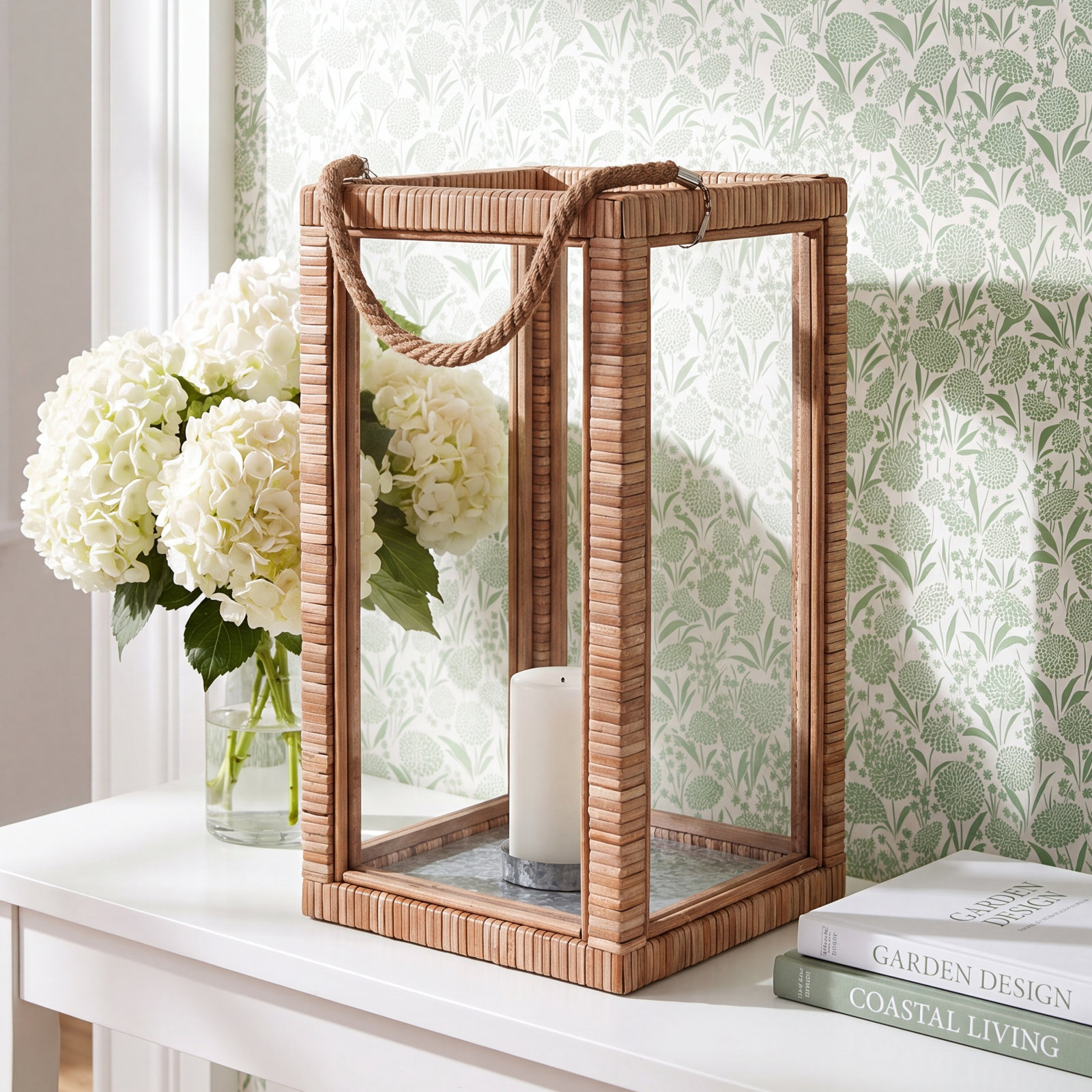 Willow Rattan Lantern, 18.5" H x 11.25" W x 11.25" D