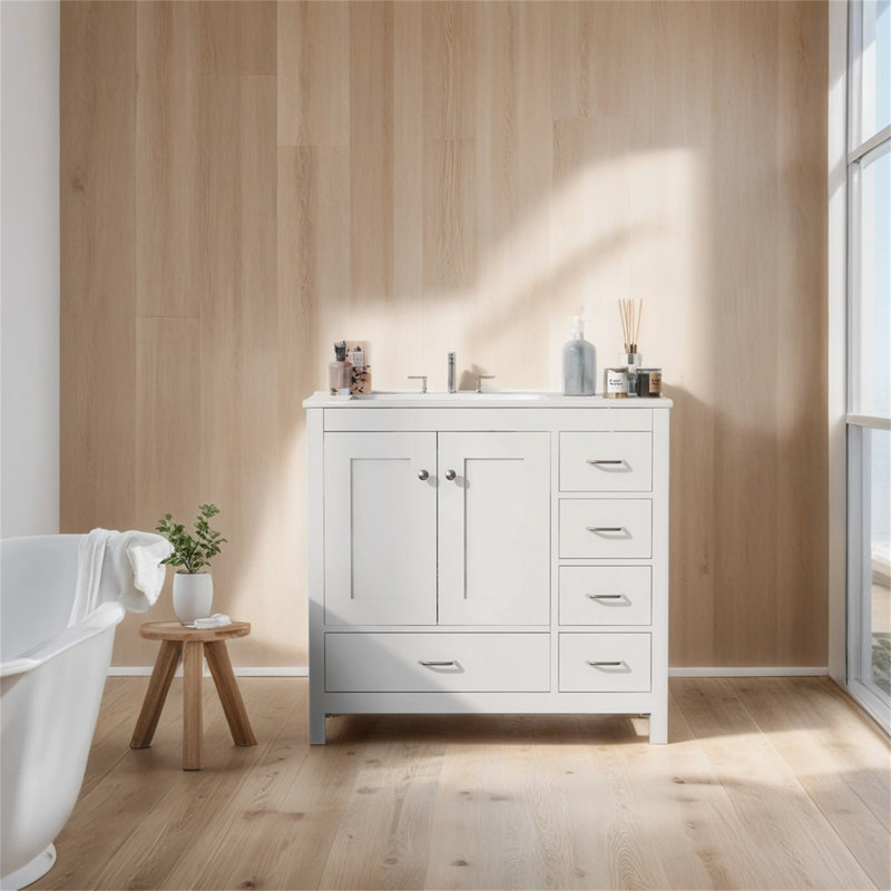 Meuble-lavabo de salle de bain avec lavabo en céramique