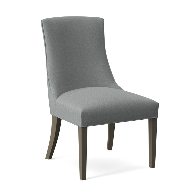 Tuxedo Slipper Dining Chair, Light Blue Performance Fabric; 0851-55, Stone Hearth Finish
