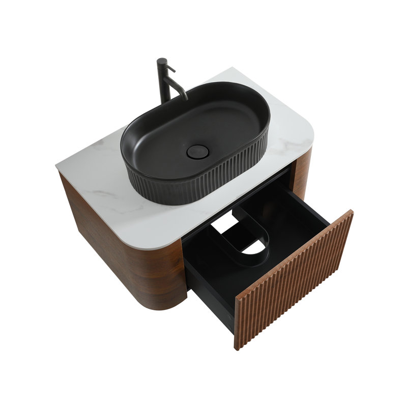 Meuble-lavabo cannelé avec armoire de rangement et tiroirs 30 po Avalon, 30