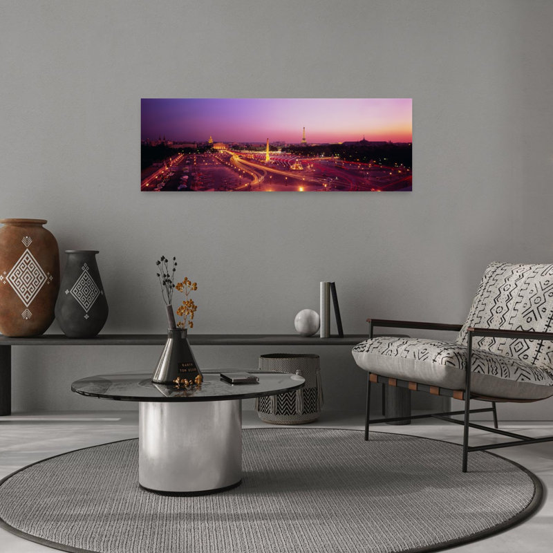 «High Angle View of Paris At Dusk Abstract Contemporary City Art», H 12 po x l 36 po