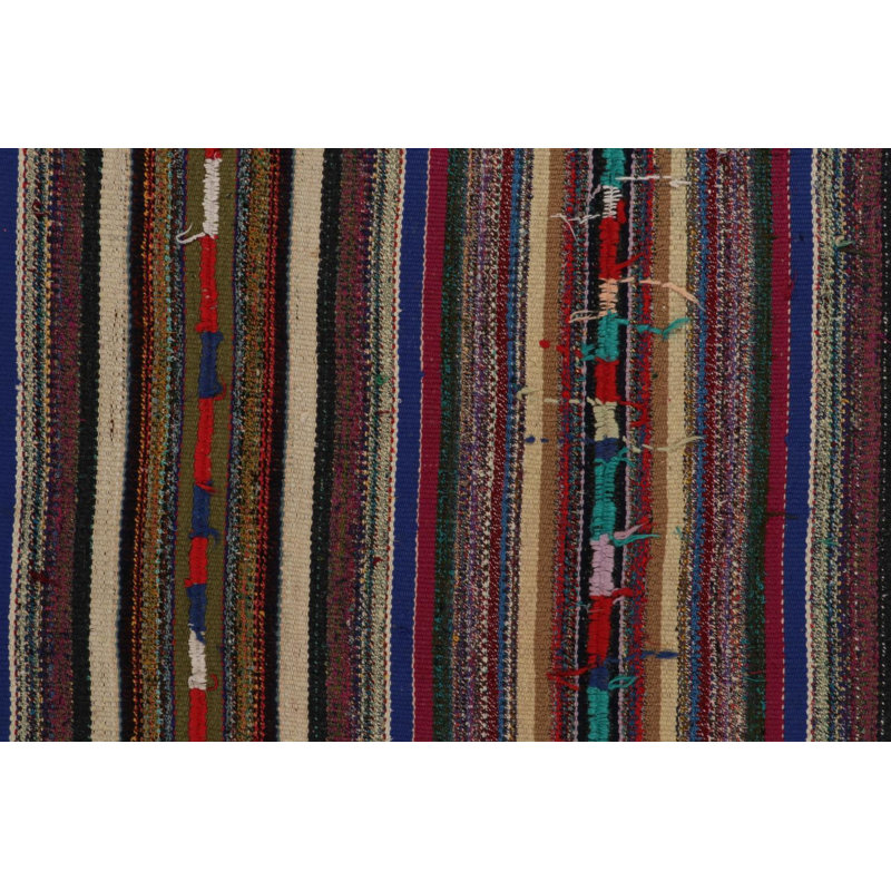 1950S Vintage Chaput Kilim In Multicolor Striped Patterns