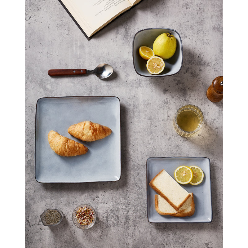 Famiware  12 Piece Stoneware Dinnerware Set - Service for 4, Gray