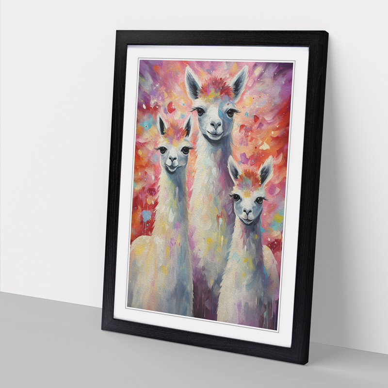 XYZ-FRM-V1223-4297 Llama Dadaism - Single Picture Frame Print on Wood, 34cm H x 25cm W x 2cm D, Black